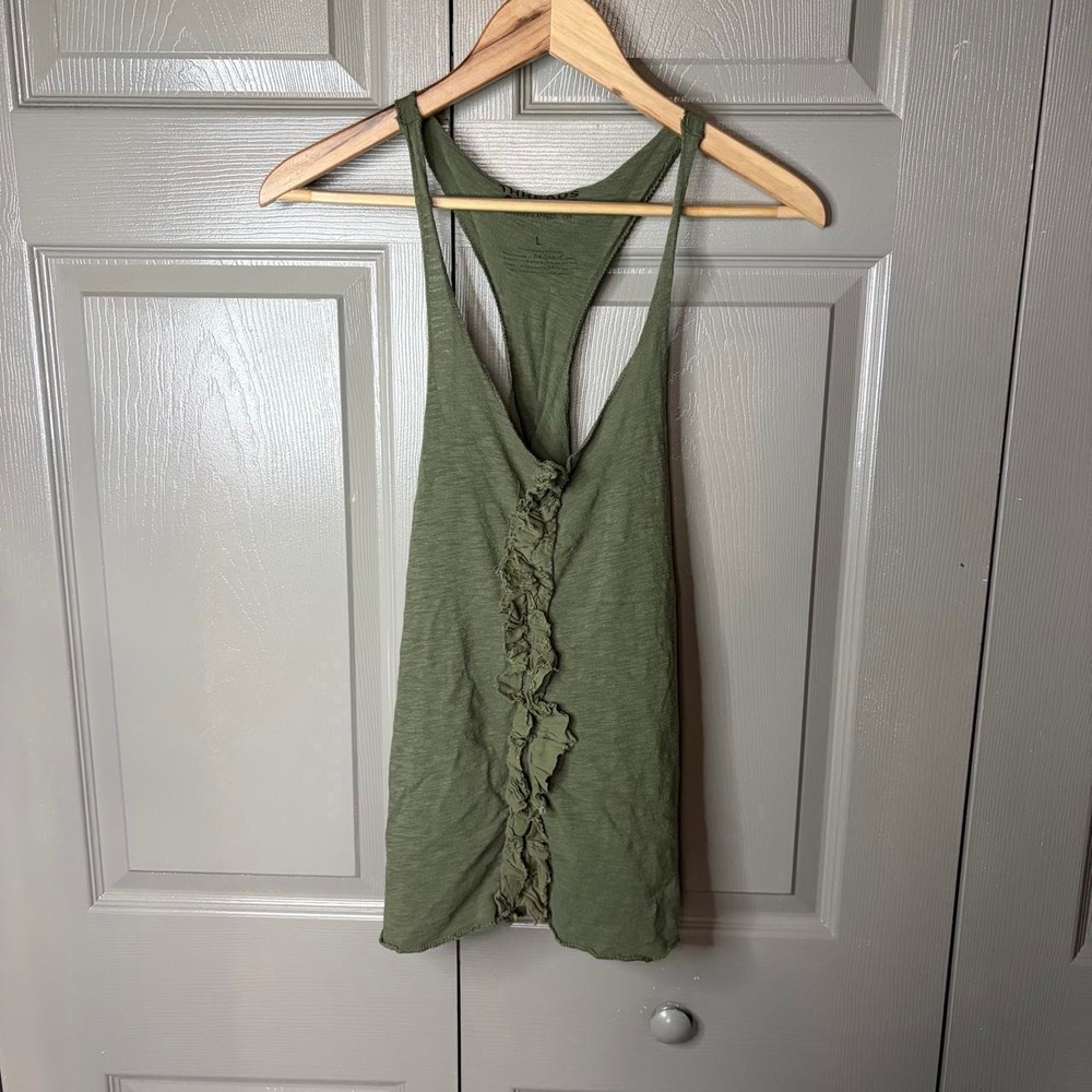 Threads 4 Thought Womens Green Ruffle Racerback Tank Top Boho Y2K Large